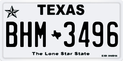 TX license plate BHM3496