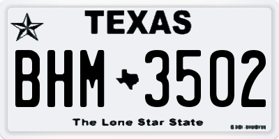 TX license plate BHM3502