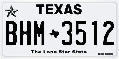 TX license plate BHM3512