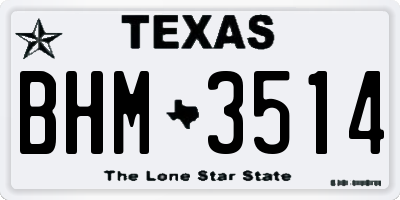 TX license plate BHM3514