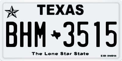 TX license plate BHM3515