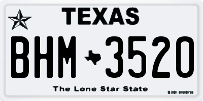 TX license plate BHM3520