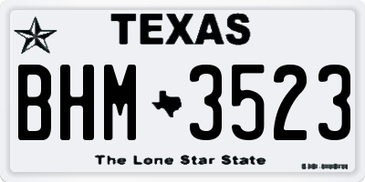 TX license plate BHM3523