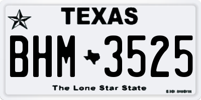 TX license plate BHM3525