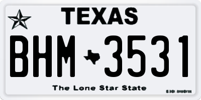 TX license plate BHM3531