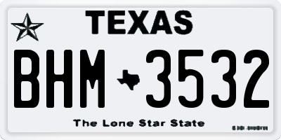 TX license plate BHM3532