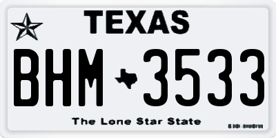 TX license plate BHM3533