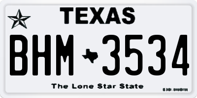 TX license plate BHM3534