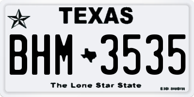 TX license plate BHM3535