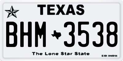 TX license plate BHM3538