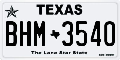 TX license plate BHM3540