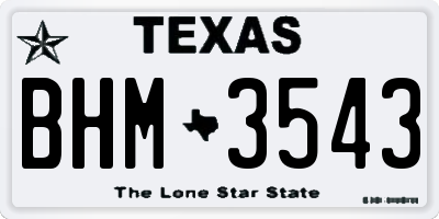 TX license plate BHM3543