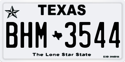 TX license plate BHM3544