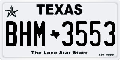 TX license plate BHM3553