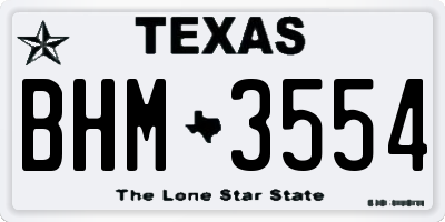 TX license plate BHM3554