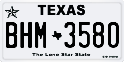 TX license plate BHM3580