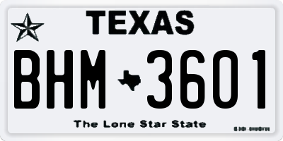 TX license plate BHM3601