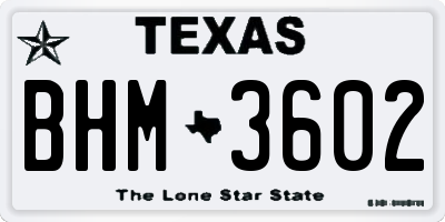 TX license plate BHM3602