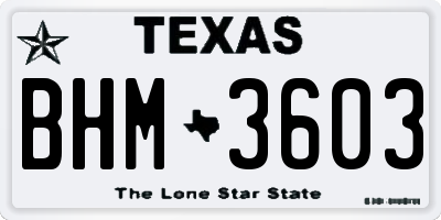 TX license plate BHM3603