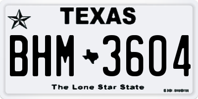 TX license plate BHM3604