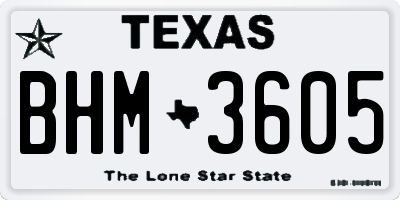 TX license plate BHM3605