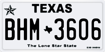 TX license plate BHM3606