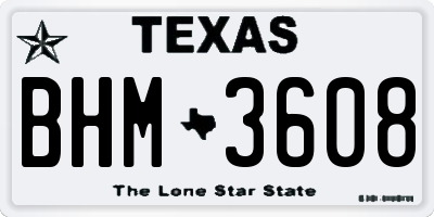 TX license plate BHM3608