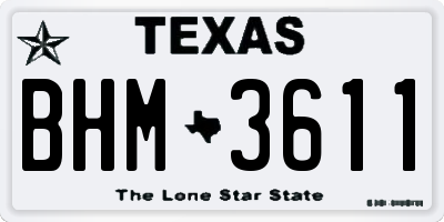 TX license plate BHM3611