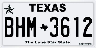 TX license plate BHM3612