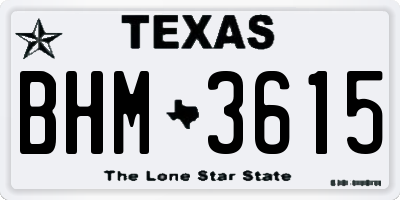 TX license plate BHM3615