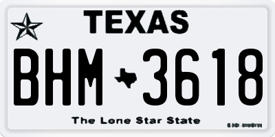TX license plate BHM3618