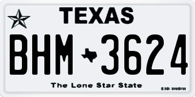 TX license plate BHM3624