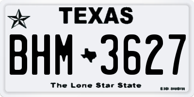 TX license plate BHM3627