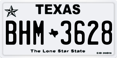 TX license plate BHM3628