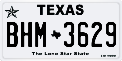 TX license plate BHM3629