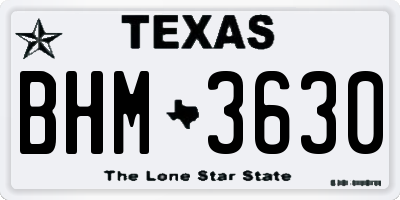 TX license plate BHM3630