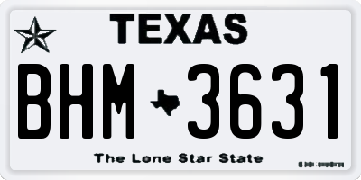 TX license plate BHM3631