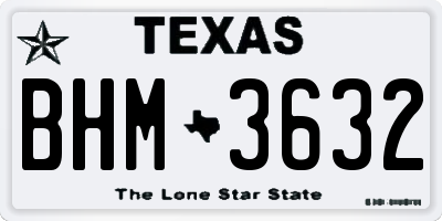 TX license plate BHM3632