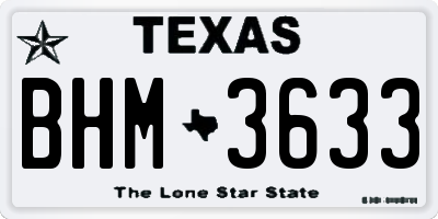 TX license plate BHM3633