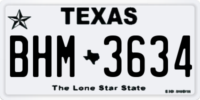 TX license plate BHM3634