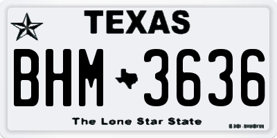 TX license plate BHM3636