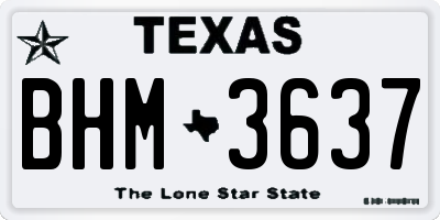 TX license plate BHM3637