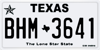 TX license plate BHM3641