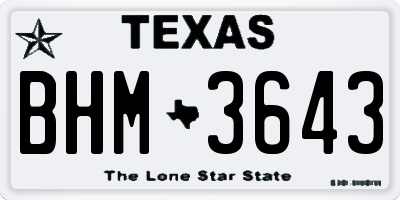TX license plate BHM3643