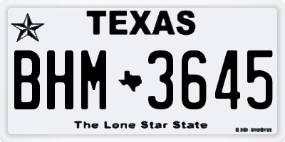 TX license plate BHM3645