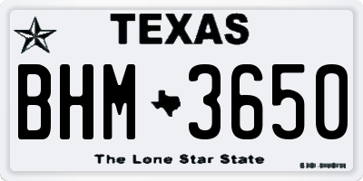 TX license plate BHM3650