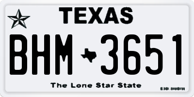 TX license plate BHM3651