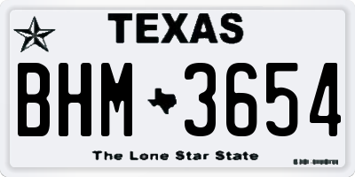 TX license plate BHM3654