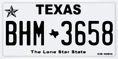 TX license plate BHM3658