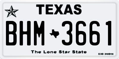 TX license plate BHM3661